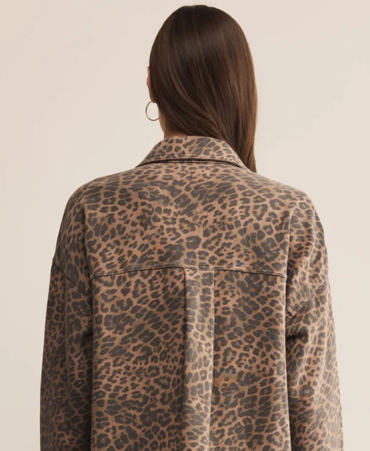 All Day Knit Denim Jacket - Leopard