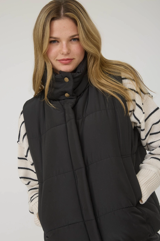 Aster Puffer Vest - Black