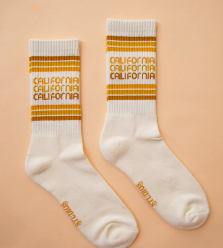 California ribbed crew socks