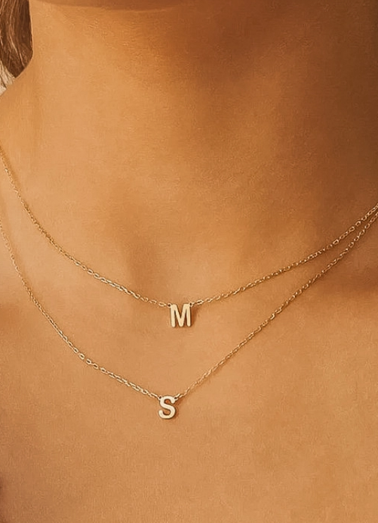 Jewelry - Flat Lay Non-Tarnish Petite Classic Letter Necklace