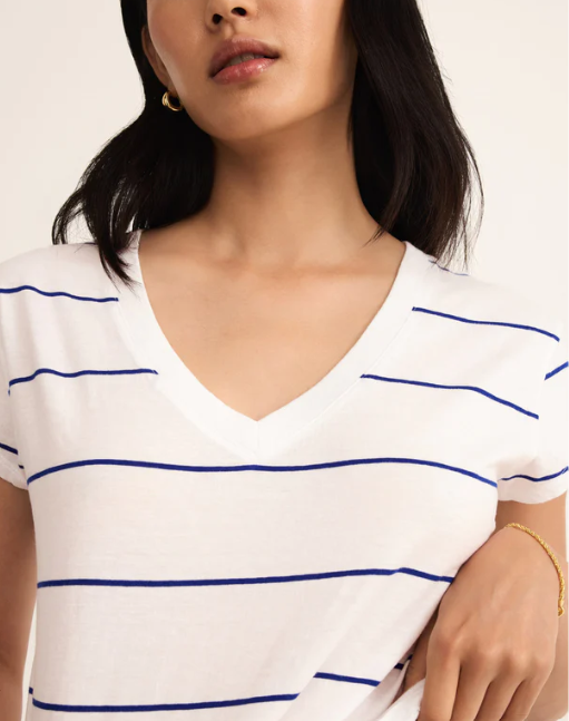 Striped modern v-neck tee