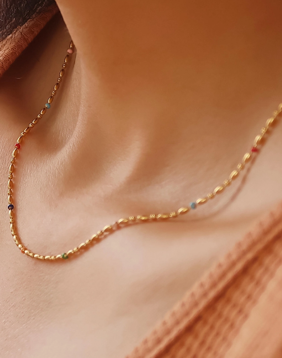 Jewelry - Tave 18K Non-Tarnish Petite Beaded Necklace Multi-Colored