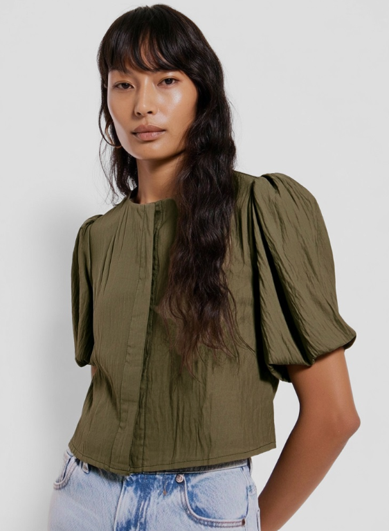 Balloon sleeve blouse - olive