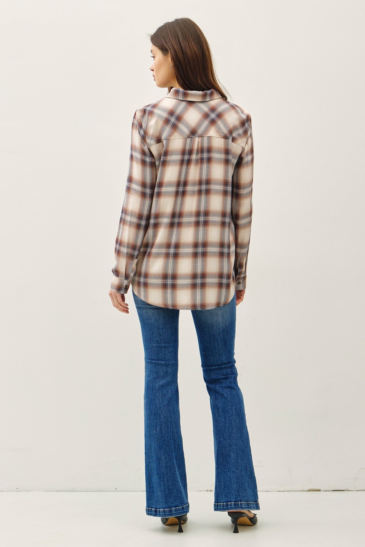Camel plaid flannel shirt