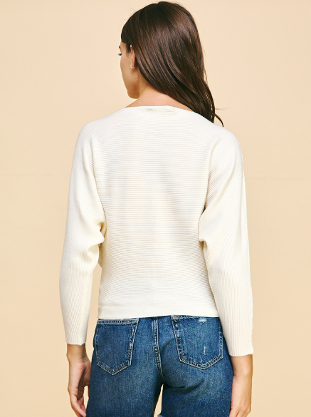 Boatneck Ribbed Dolman Sweater