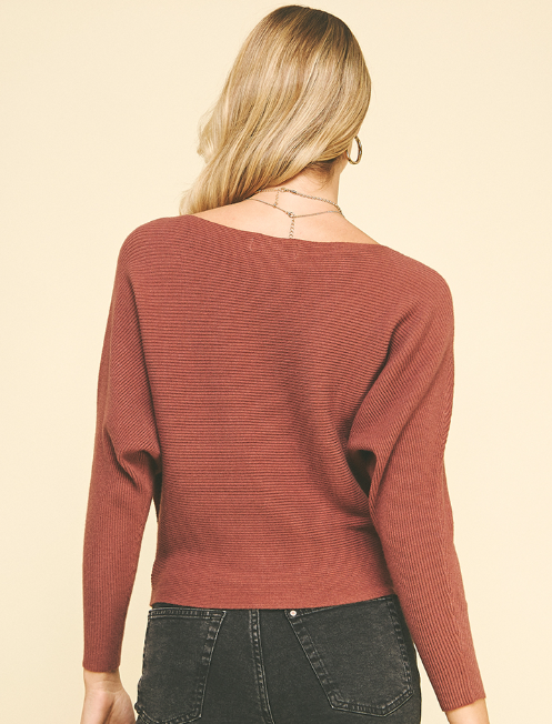 Boatneck Ribbed Dolman Sweater