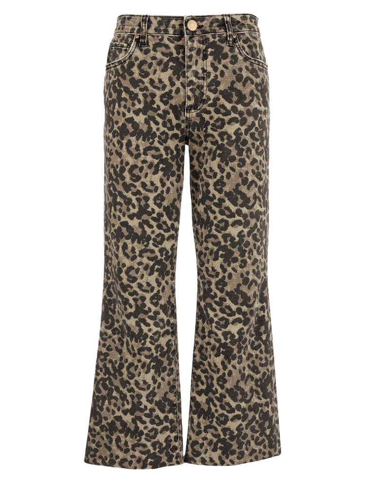 Kelsey denim kick flare - leopard print