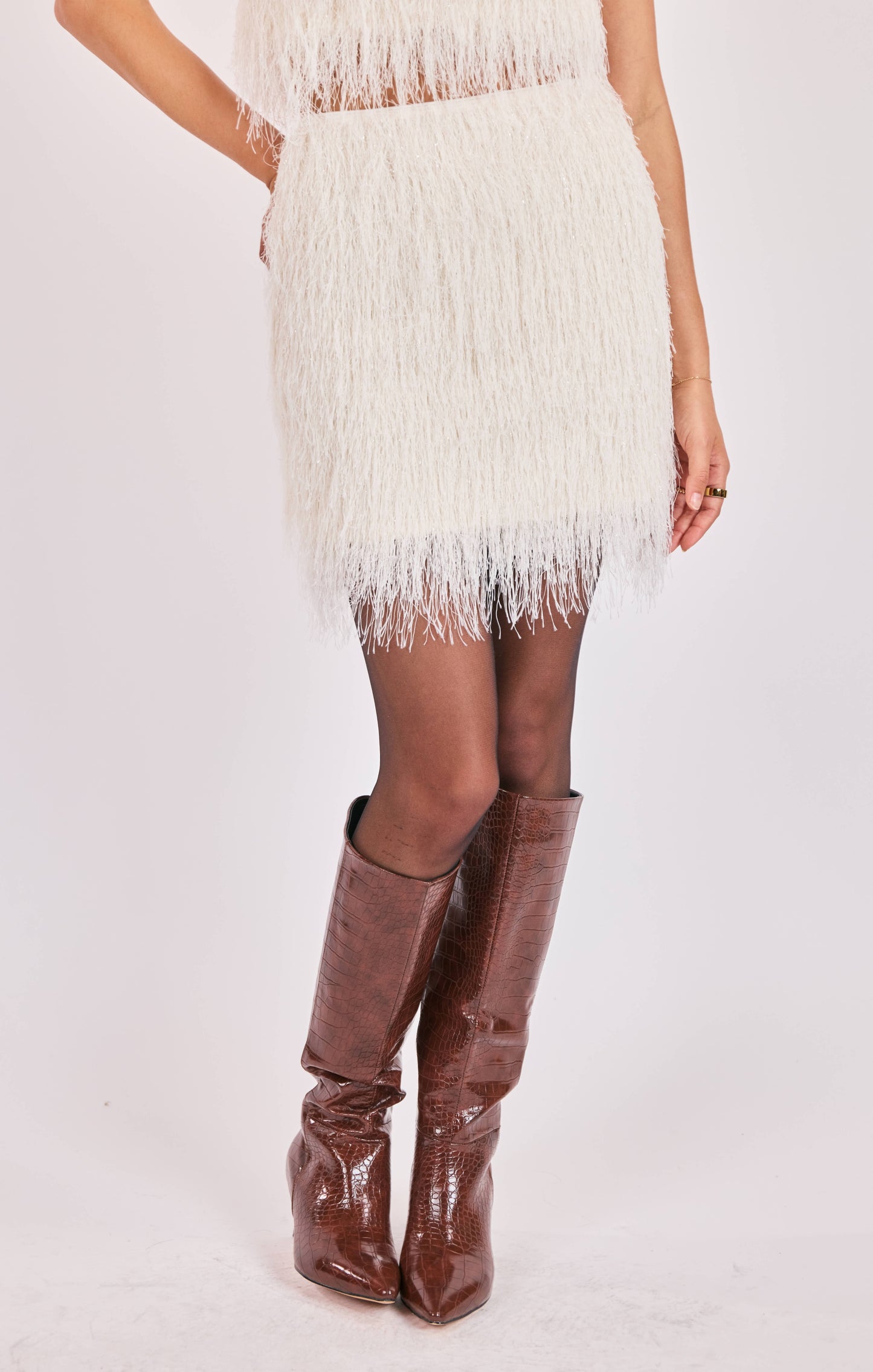 Ice fringe mini skirt