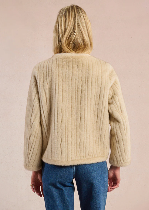 Avery Faux Rabbit Jacket - cream