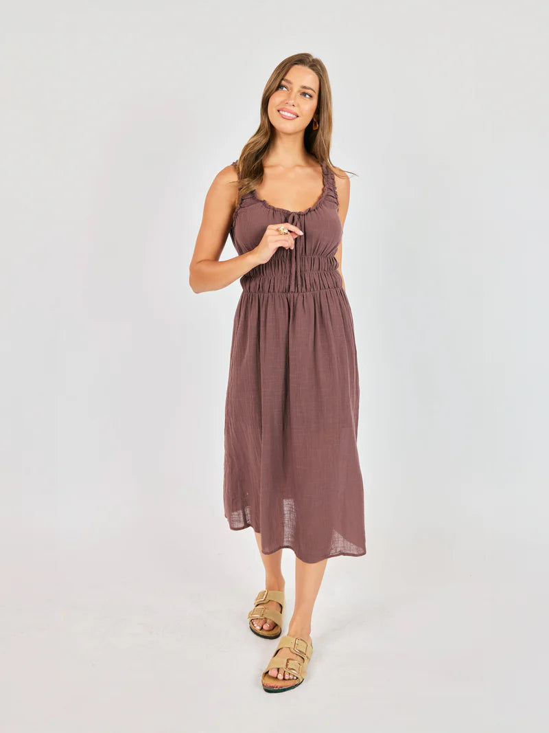 Audrina Mocha Midi Dress