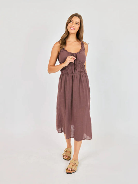 Audrina Mocha Midi Dress