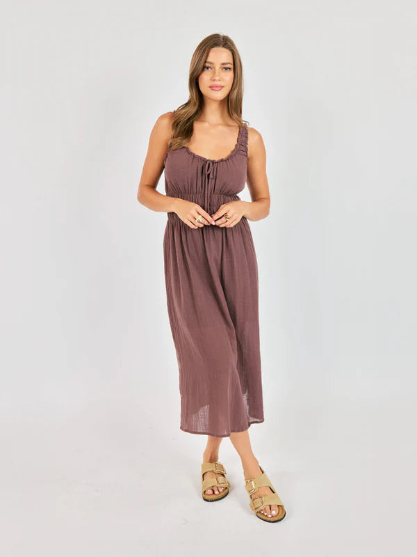 Audrina Mocha Midi Dress