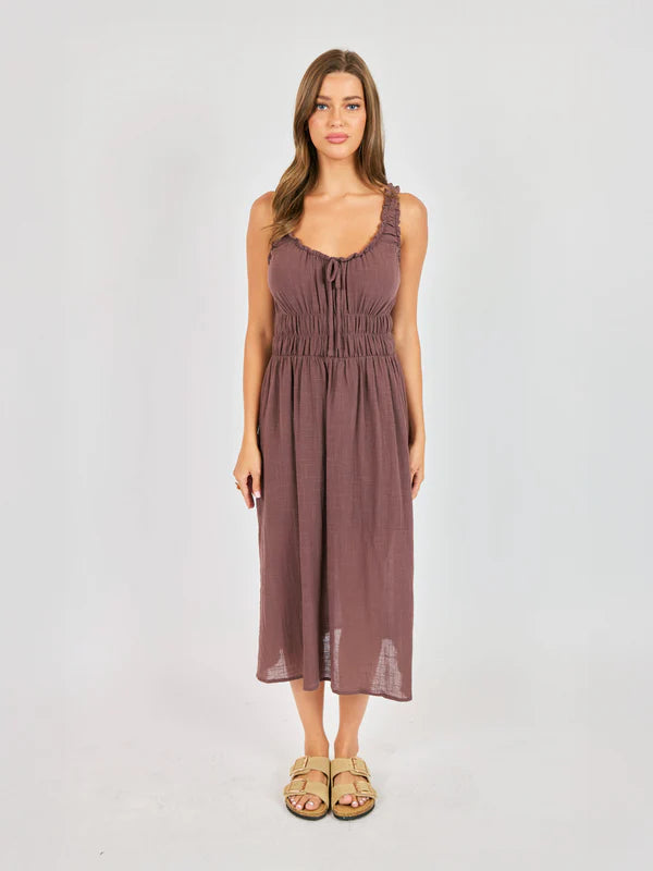 Audrina Mocha Midi Dress