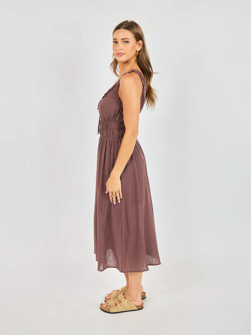 Audrina Mocha Midi Dress