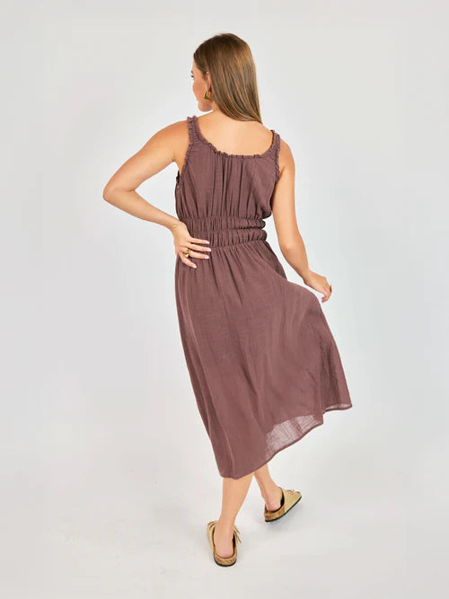 Audrina Mocha Midi Dress