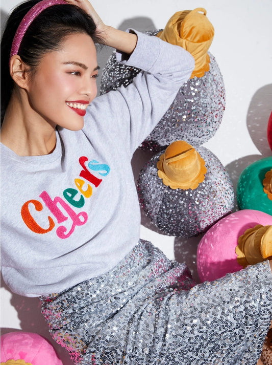 Christmas - CHEERS holiday felt graphic sweatshirt