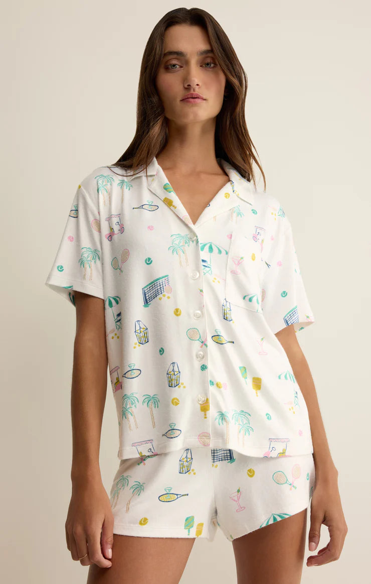 Court Sport PJ Collared Top