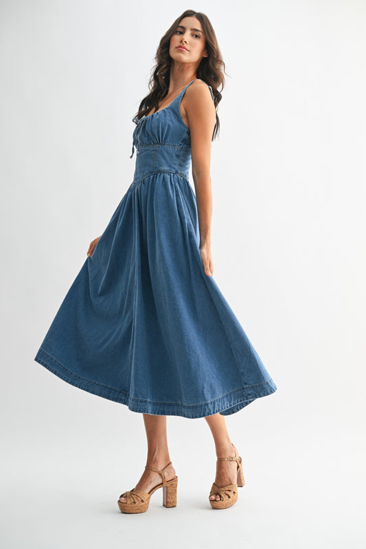 Peasant denim midi
