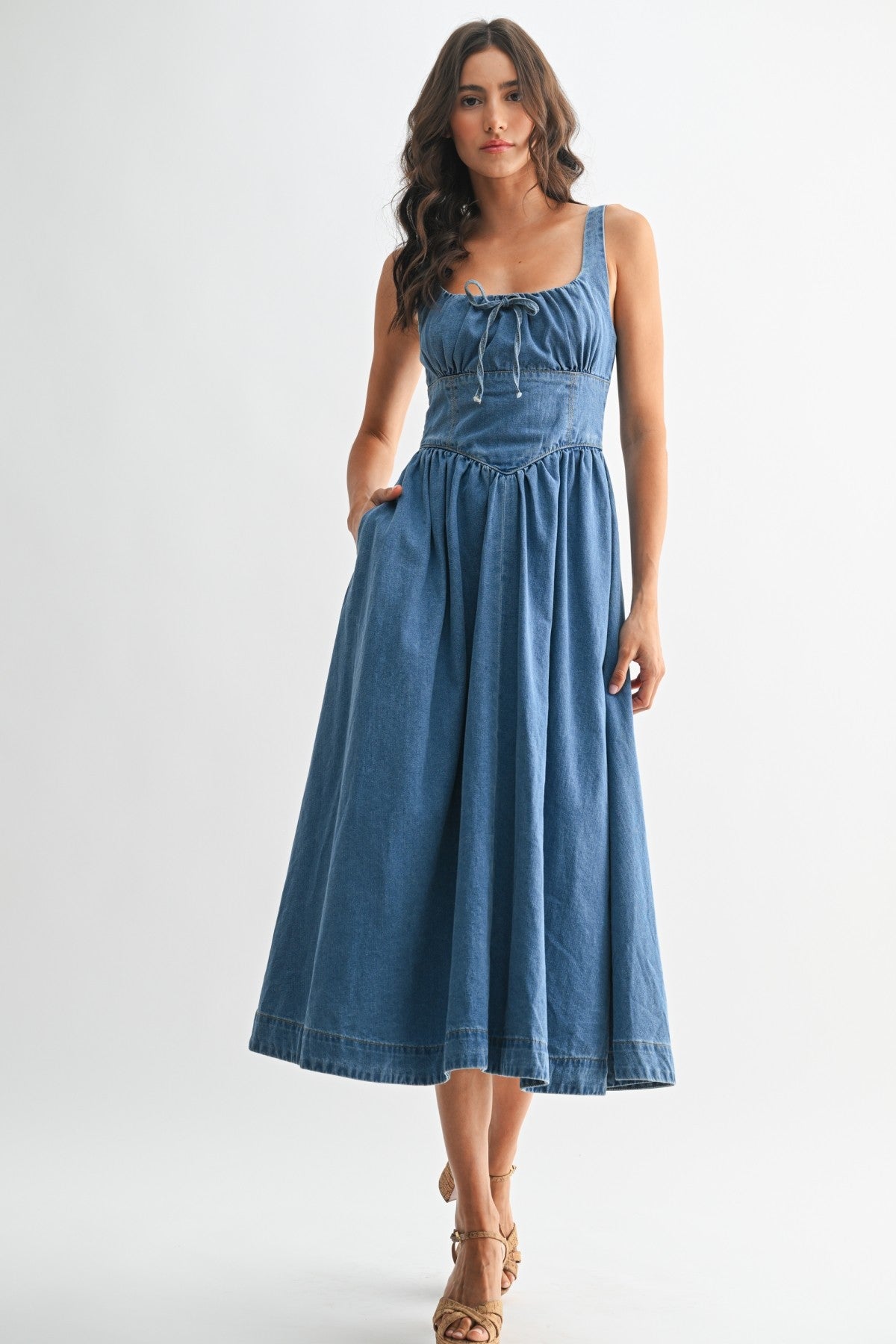 Peasant denim midi