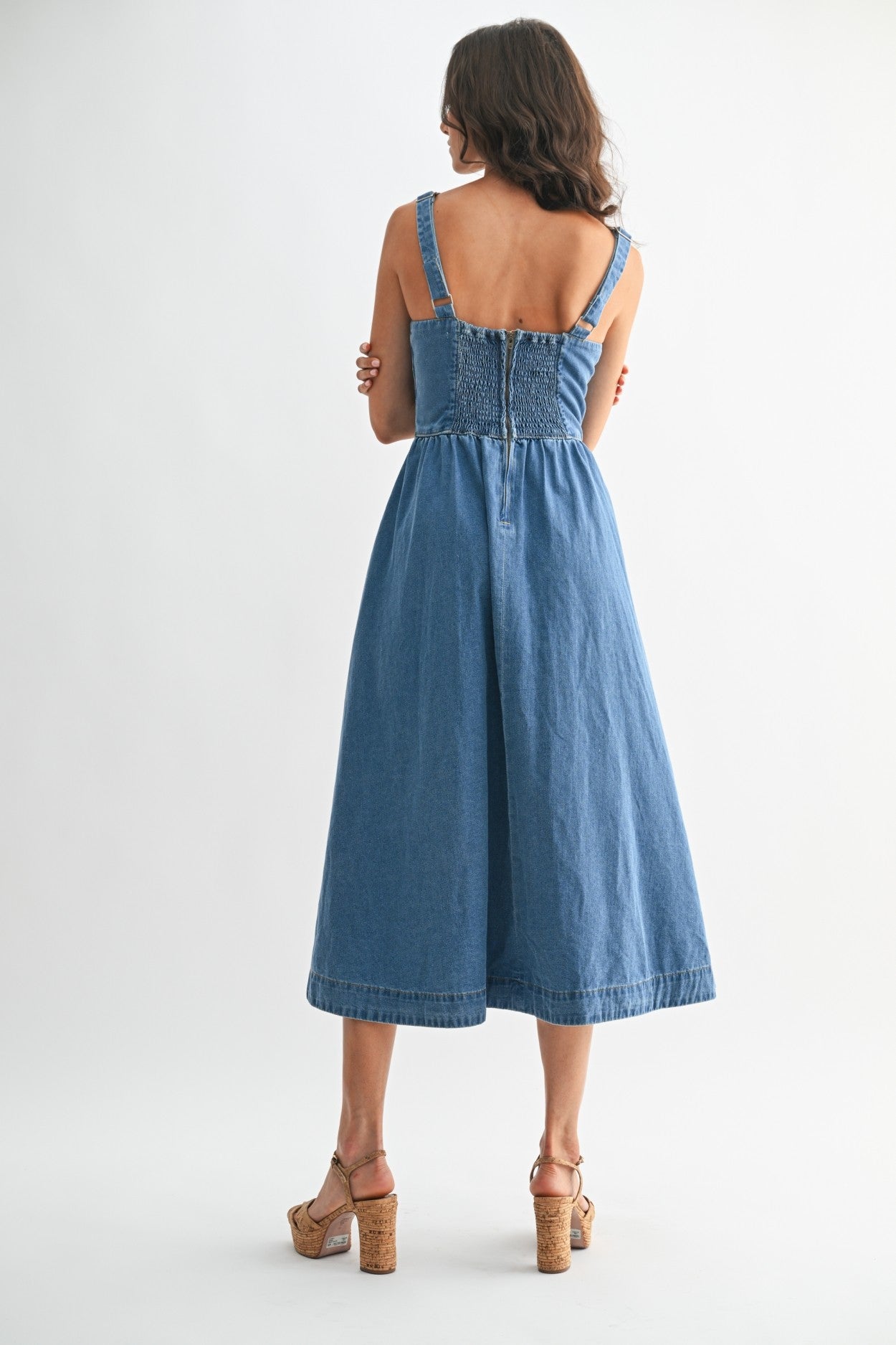 Peasant denim midi