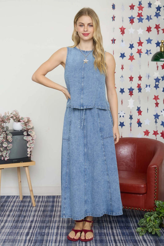 Denim Midi Skirt