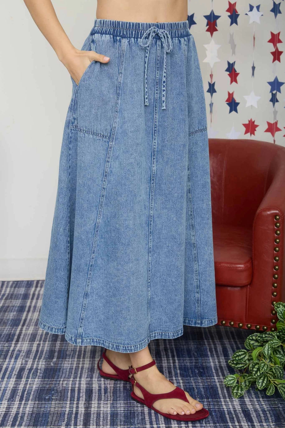 Denim Midi Skirt