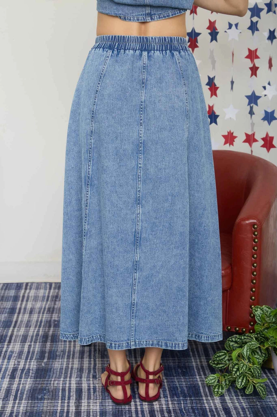 Denim Midi Skirt