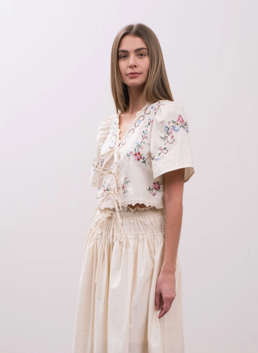 Amelia Embroidered Eyelet Blouse