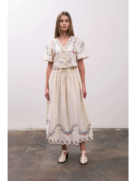 Amelia Embroidered Eyelet Blouse