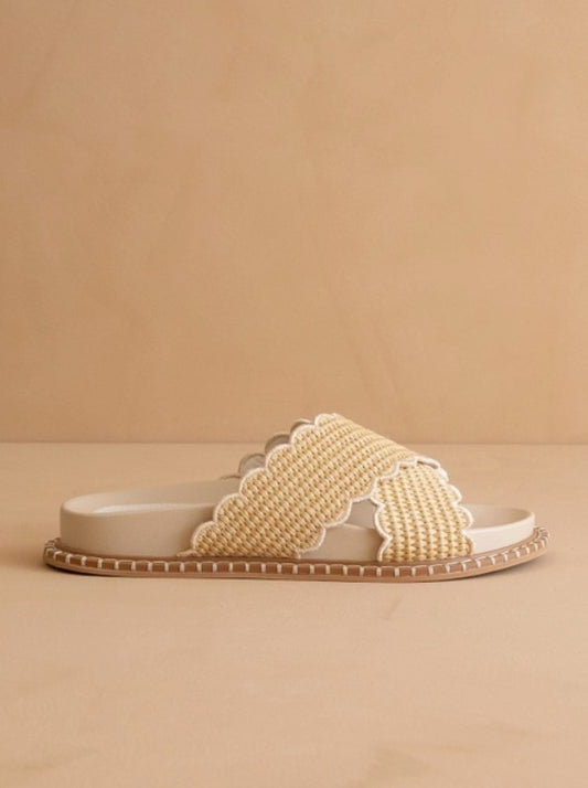 Stella scallop raffia slide