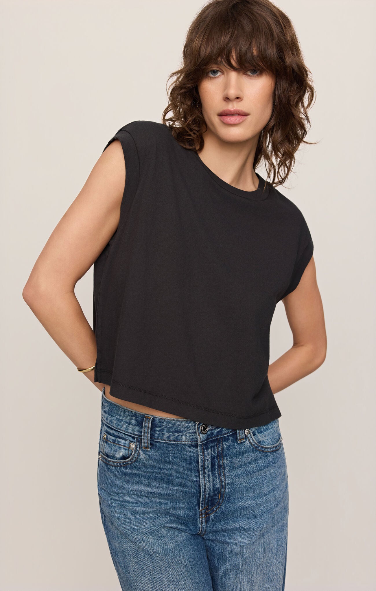 Flex Sleeveless Tee Ash Black