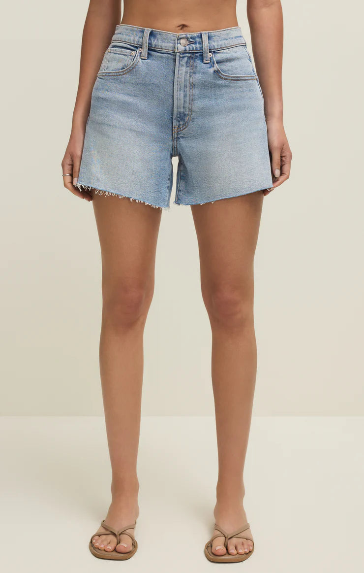 Jonah Mid Rise Relaxed Cut offs - light wash