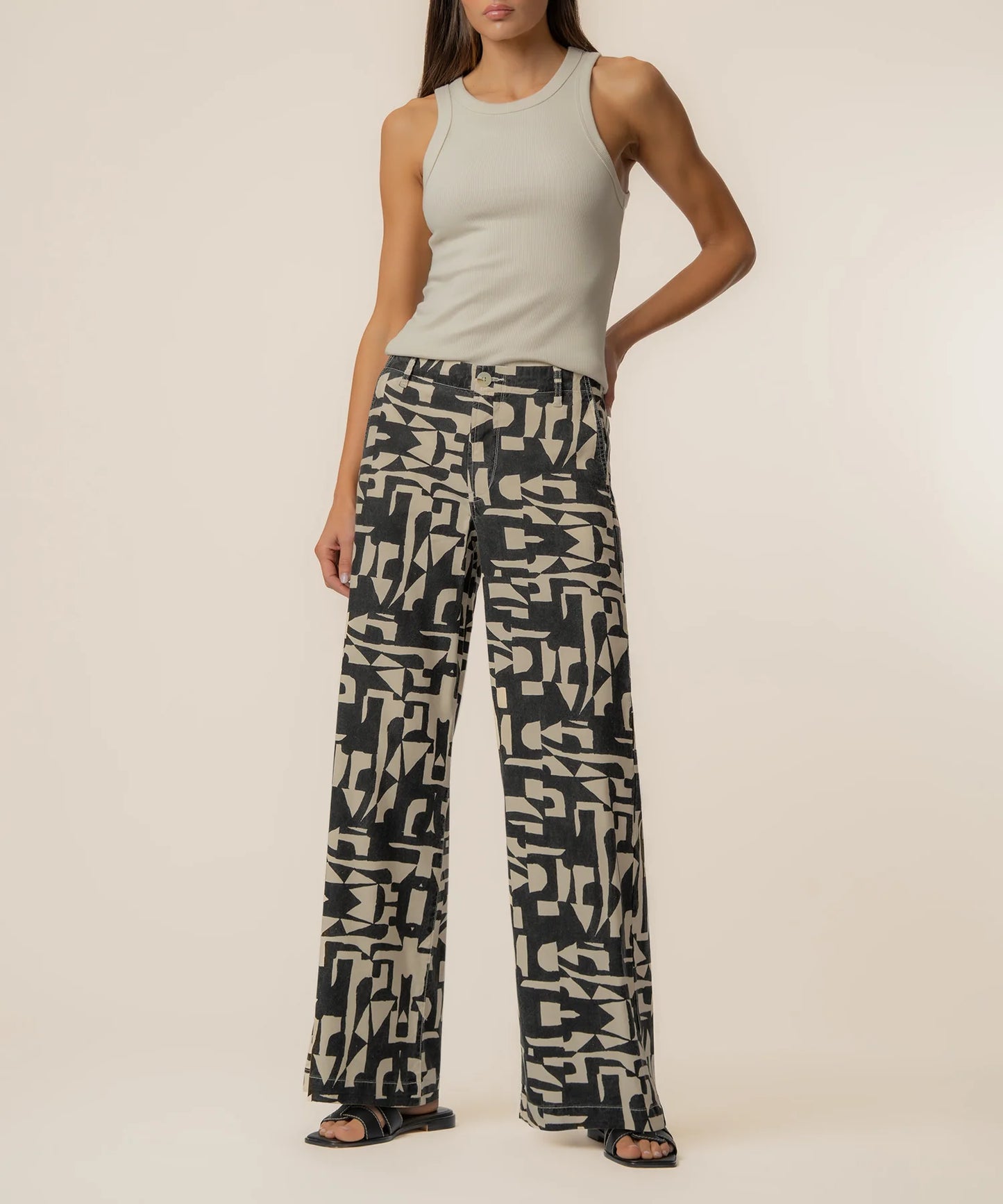 Meg Linen Wide Leg Pant Print