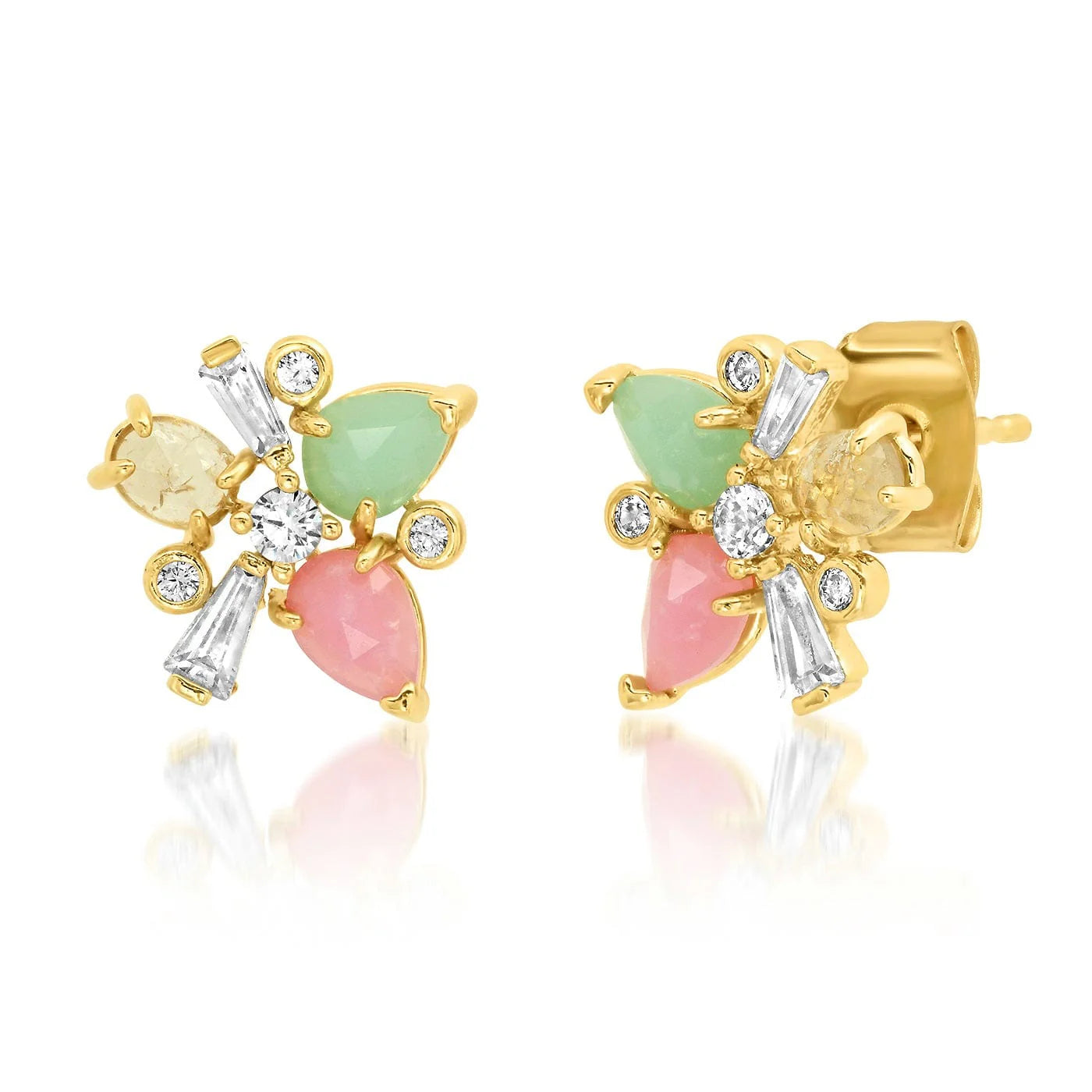 Mint Pink Gemstone Stud Earrings