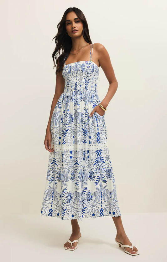 Nadine Palm Midi Dress