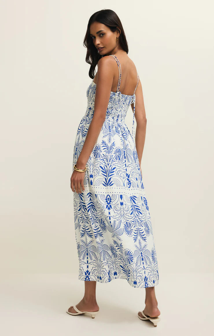 Nadine Palm Midi Dress