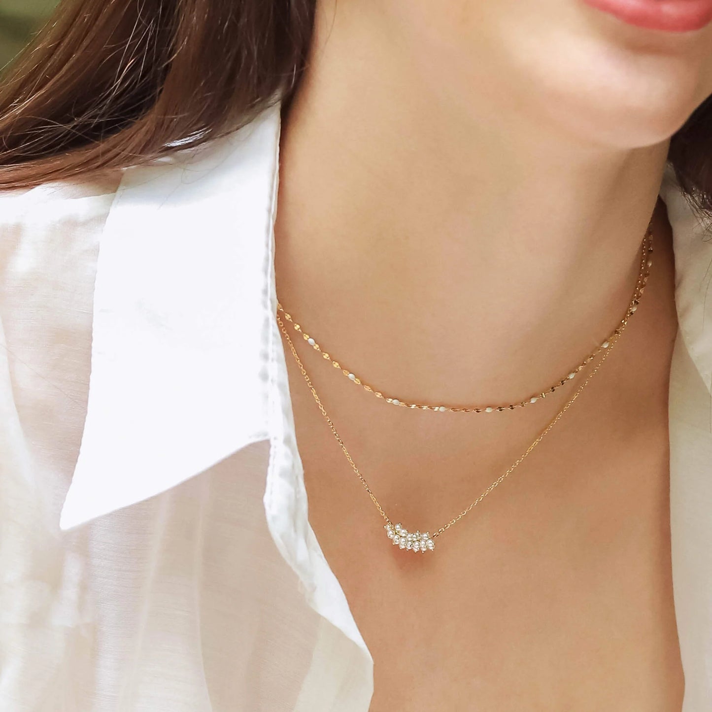 Pearl Cluster Dainty Necklace