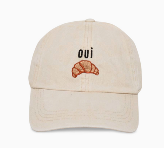 Oui croissant embroidered baseball cap
