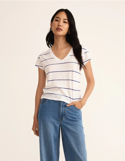Striped modern v-neck tee