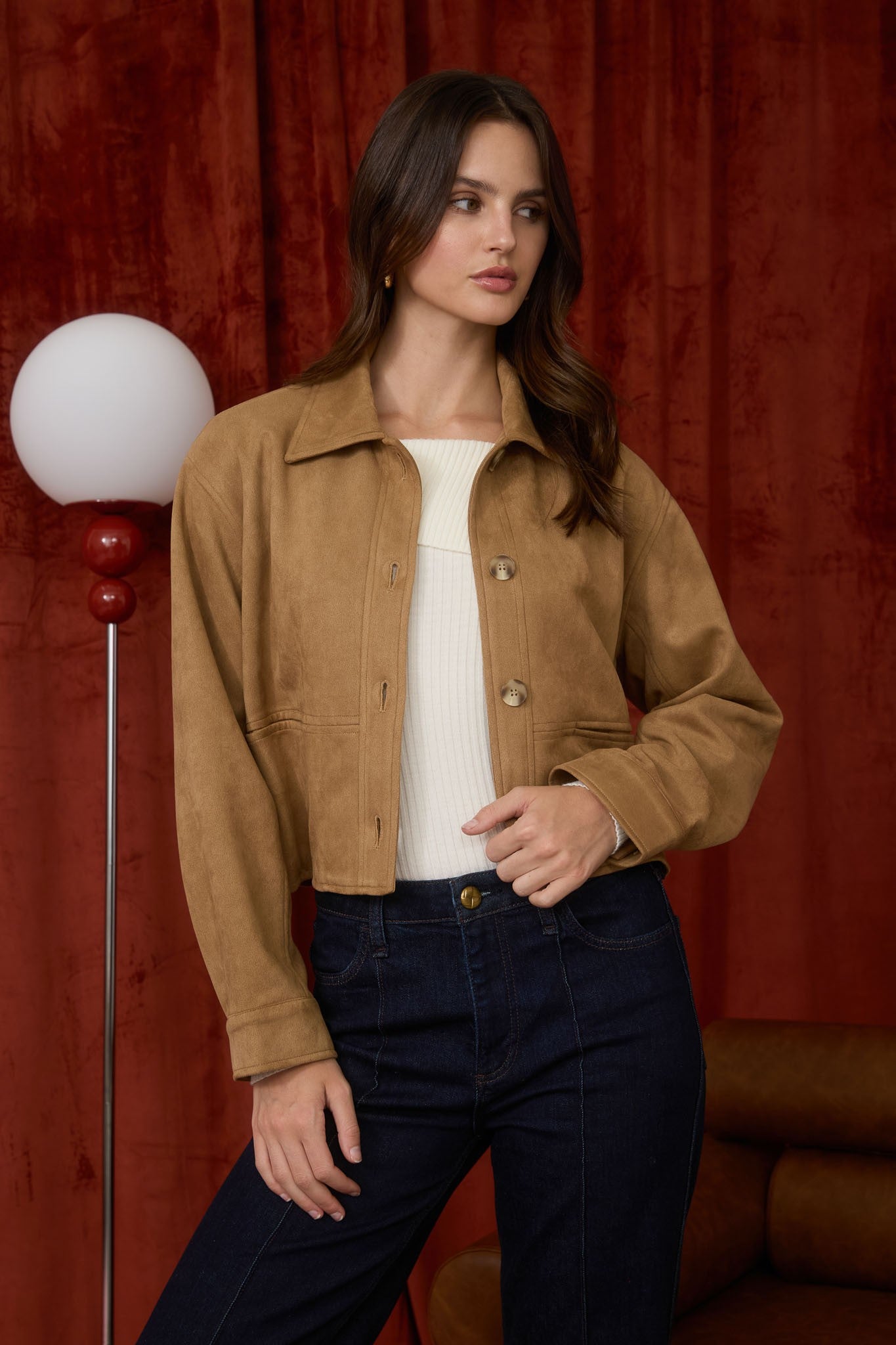 Suede cropped jacket