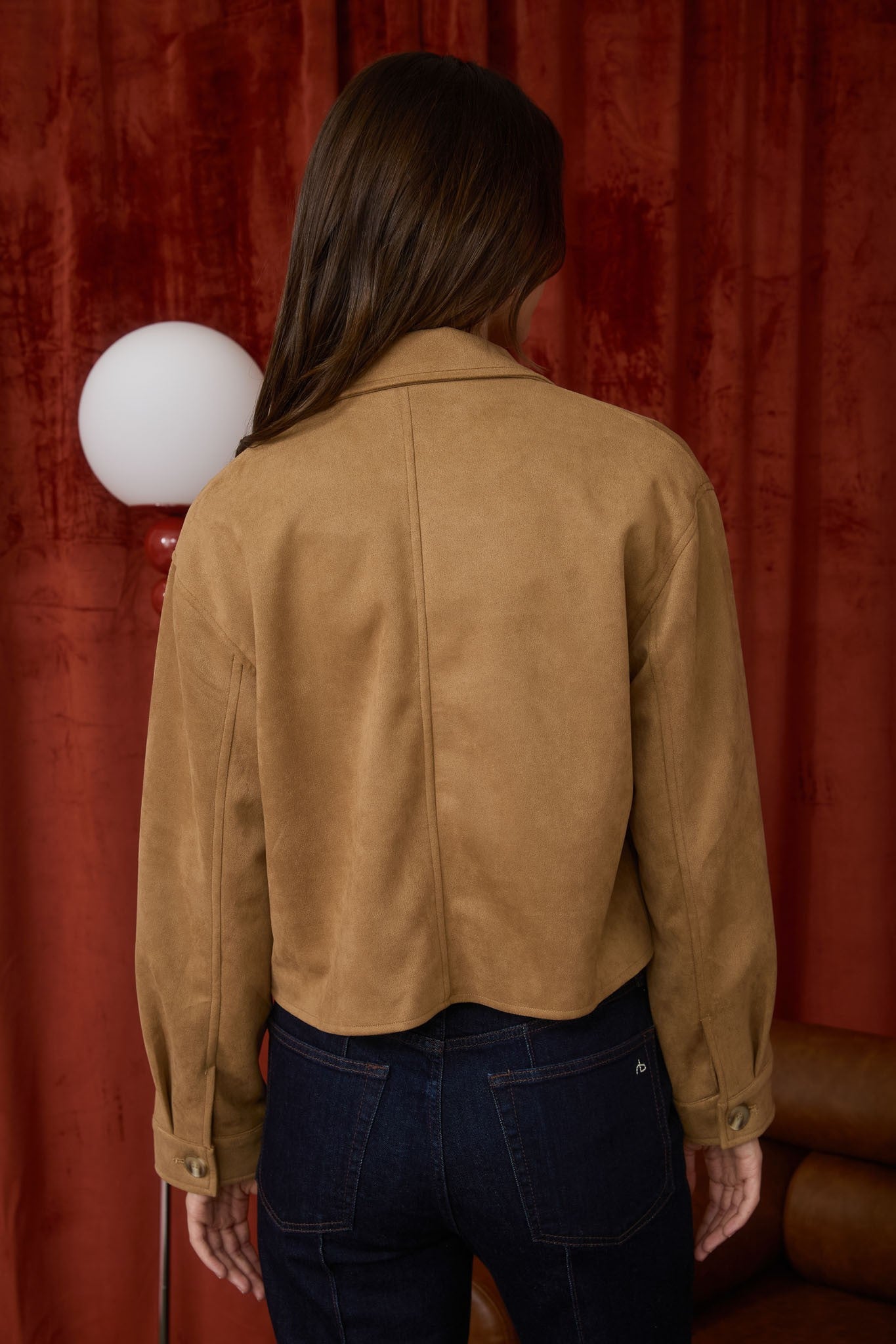 Suede cropped jacket