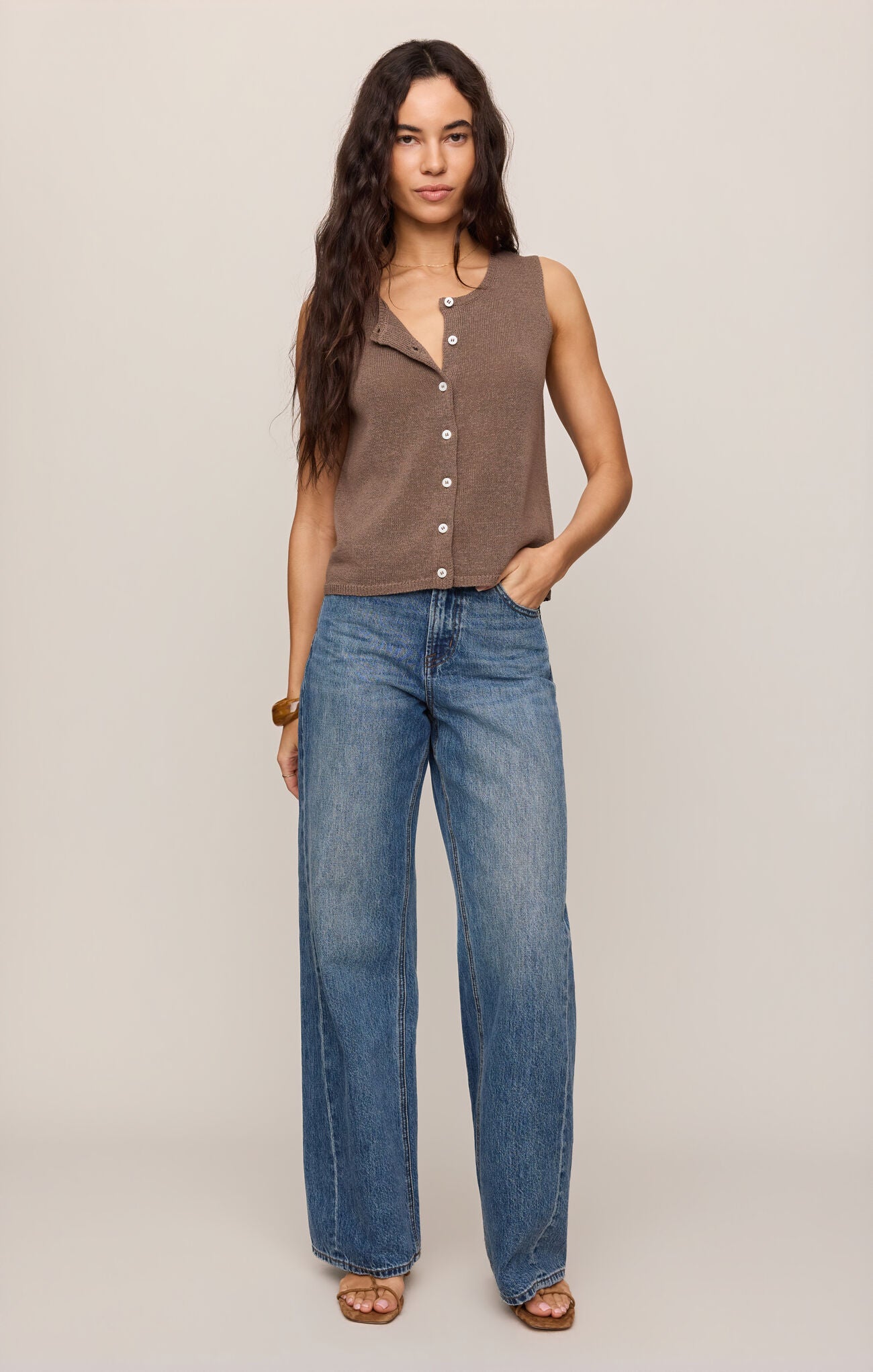 Syd Sweater Vest Pebble Coast