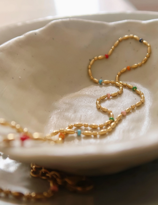 Jewelry - Tave 18K Non-Tarnish Petite Beaded Necklace Multi-Colored