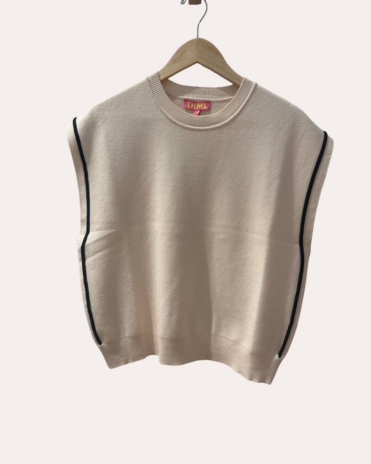 Sleeveless sweater with stripe