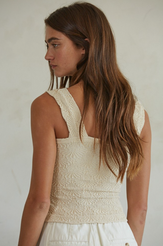 Embroidered bodycon tank - vanilla