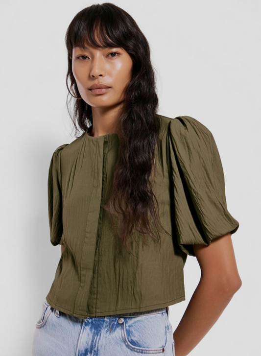 Balloon sleeve blouse - olive