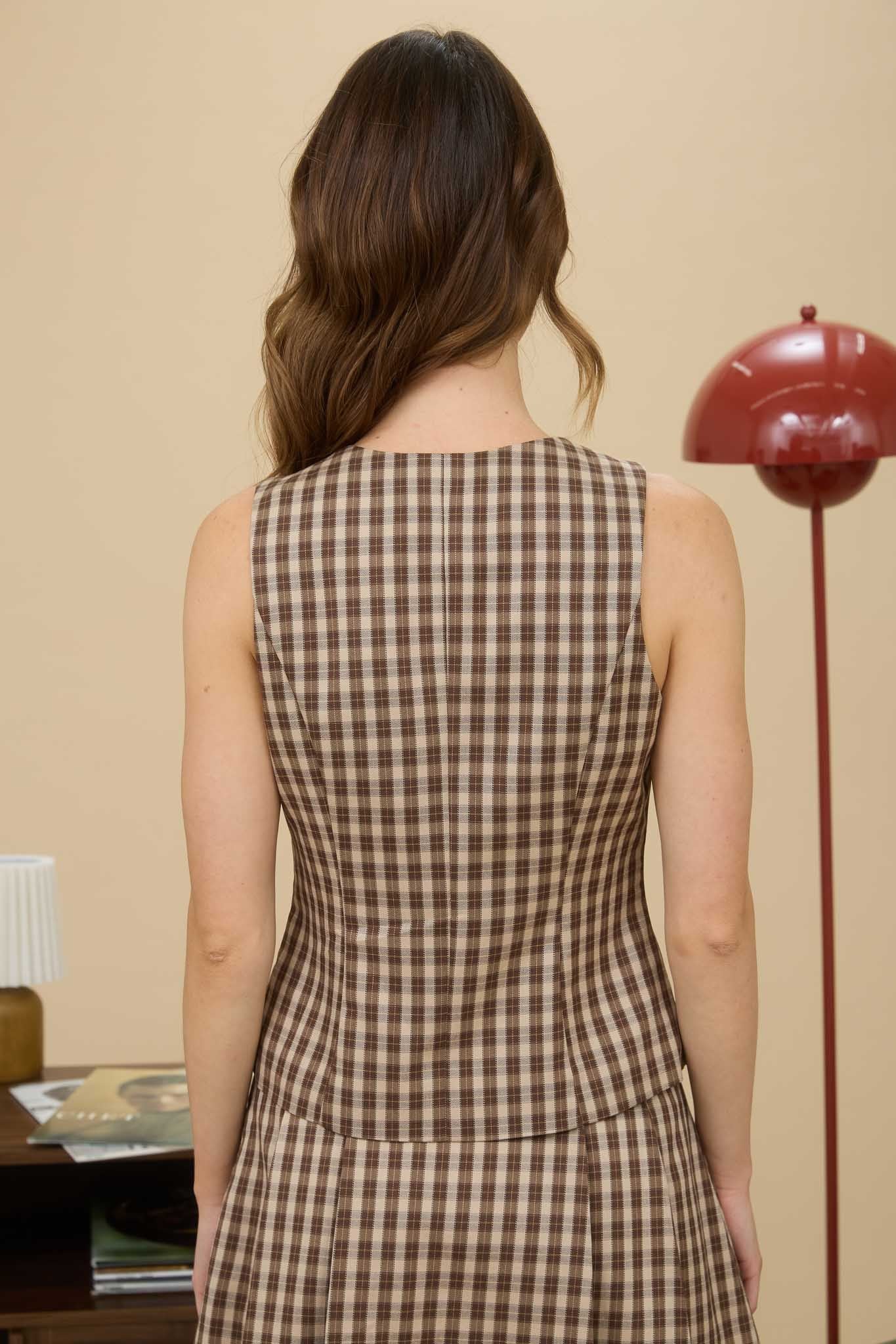 Lainey plaid button vest