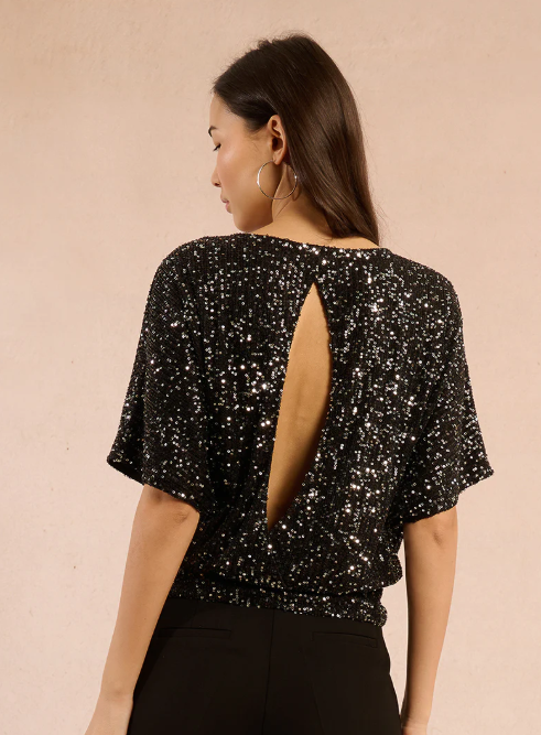 Andie sparkly black top